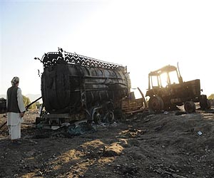 Two killed as NATO tankers, containers blown up in Pakistan
