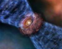 ALMA hears birth cry of a massive baby star