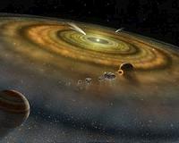 Supercomputer model shows planet making waves in nearby debris disk