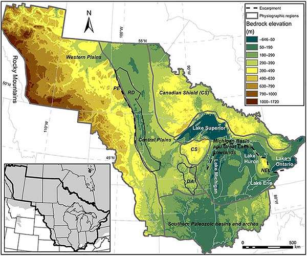 New study reconstructs preglacial topography of mid-North America for first time