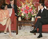 Rice urges China to use maximum influence on North Korea