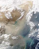 China Dust Storms Moves East Toward Japan South Korea
