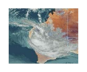 Australian cyclone crossing Western Australian coast