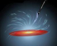 Swiftly Moving Gas Streamer Eclipses Supermassive Black Hole
