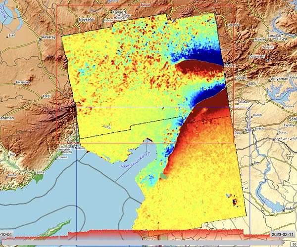 Land surface has been displaced by up to six metres