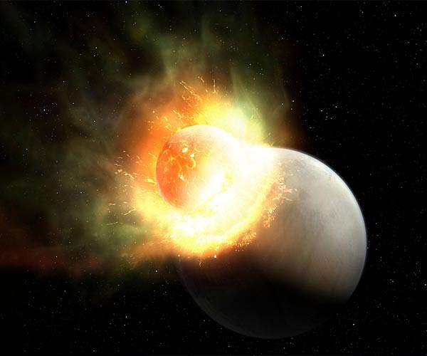 Astronomers detect signs of an atmosphere stripped from a planet during giant impact