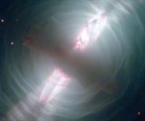 Hubble Images Searchlight Beams from a Preplanetary Nebula