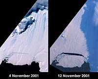 Classic Tabular Iceberg Sheds From West Antarctic Glacier
