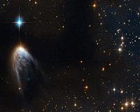Violent Birth Announcement from an Infant Star