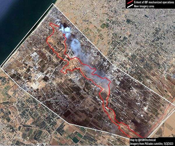 Gaza seen from above: debris and darkness