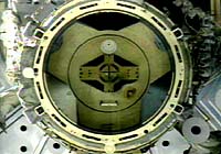 Shuttle Discovery links with ISS