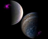 Jupiter's moons create uniquely patterned aurora on the gas giant planet