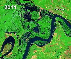 Landsat 5 Satellite Sees Mississippi River Floodwaters Lingering