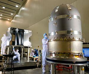Photo Of NASA's Maven Spacecraft and Propellant Tank at Lockheed Martin