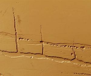 Mars Express - Pit chains on the Tharsis volcanic bulge