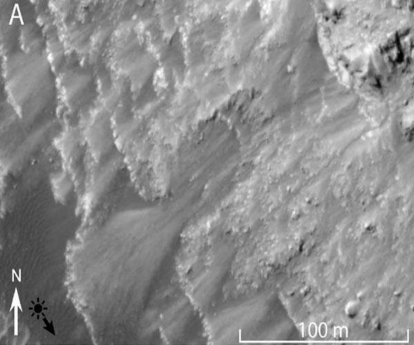 Brief presence of water in Arabia Terra on Mars