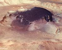 Cascading dunes in a martian crater
