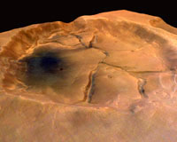 Fractured Crater Near Valles Marineris