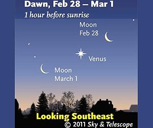 Venus And Crescent Moon Pair Up At Dawn
