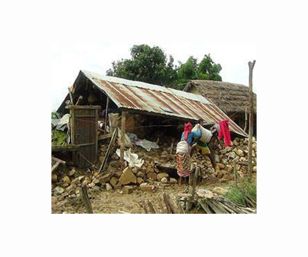 Nepal flood waters smash through village