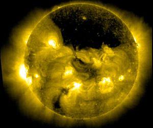 Large Coronal Hole Near the Sun's North Pole