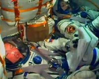 Crew including first woman cosmonaut in 17 years blasts off for ISS