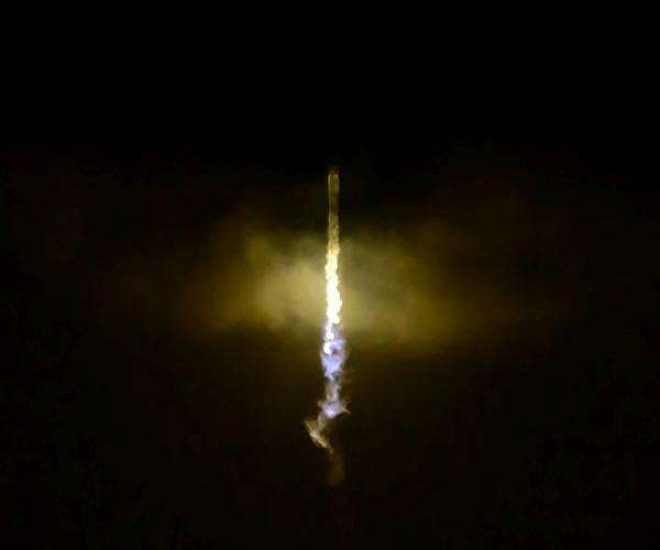 A Saudi Arabian satellite launches on a SpaceX Falcon 9 rocket