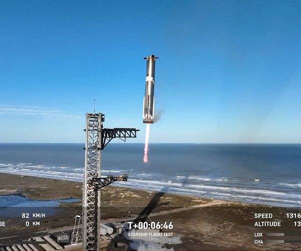 SpaceX catches Starship booster again, but upper stage explodes