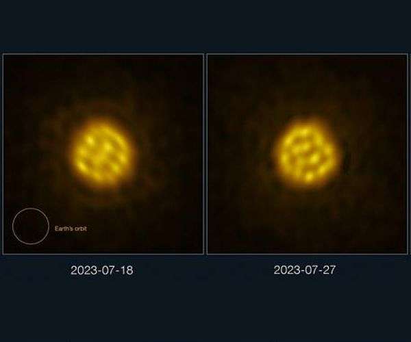 Astronomers capture detailed motion of gas bubbles on a star's surface