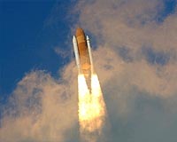 Atlantis lifts off for Hubble