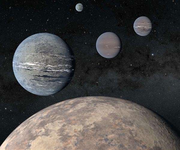 The upside-down orbits of a multi-planetary system
