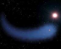 Hubble sees a 'behemoth' bleeding atmosphere around a warm exoplanet