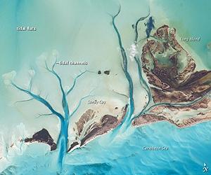 Tidal Flats And Channels, Long Island, Bahamas