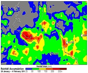 TRMM Satellite Totaled Cyclone Yasi's Heavy Rainfall In Queensland