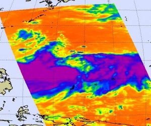 Tropical Storm Muifa appears huge on NASA infrared imagery