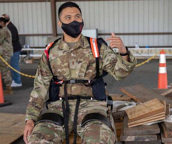 Air Force unveils exoskeleton to aid aerial ports in lifting