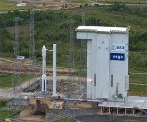Vega is readied for its May 3 liftoff with a three satellite international payload