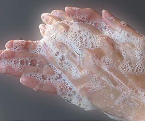 Washing with contaminated soap increases bacteria on hands