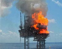 Australian oil rig blaze 'out of control'